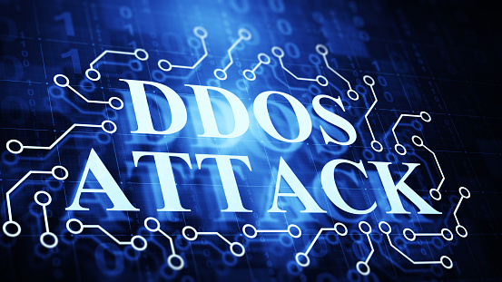 DDoS Attack concept on digital display