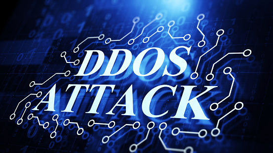 DDoS Attack concept on digital display