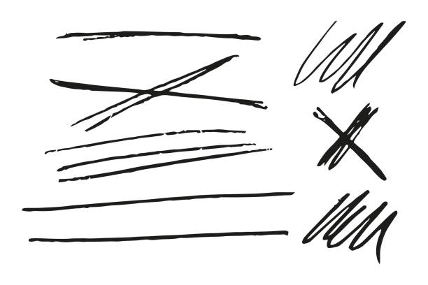 зачеркнутые каракули элементов вектора, изолированные на белом фоне. - black pencil flash stock illustrations
