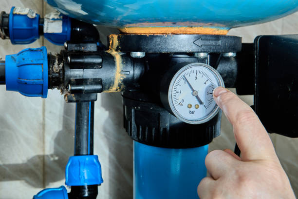 istock Pressure gauge is display pressure in system during testing of automatic water supply control system. 1398842654