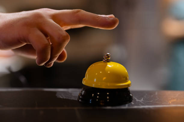 Yellow bell for background in a cafe stock photo