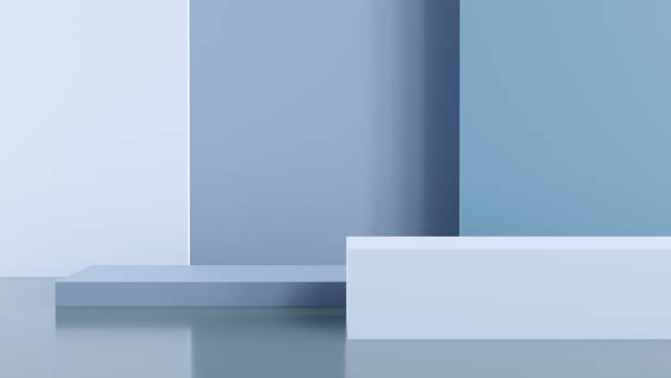 istock Abstract background template. Minimal scene with geometric walls mock up. Minimal studio podium for product display. 3D render. 1398845338