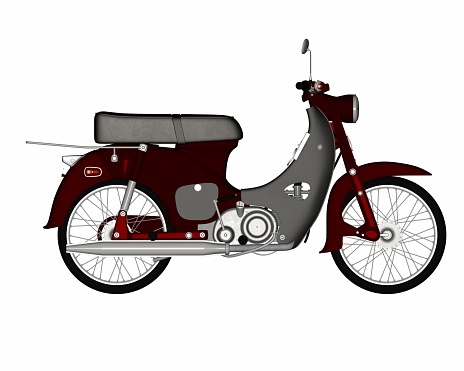 Moped isolated in white background - 3D render