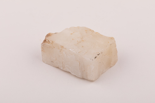 Iceland Spar Calcite mineral specimen with distinctive rhombus crystal shape