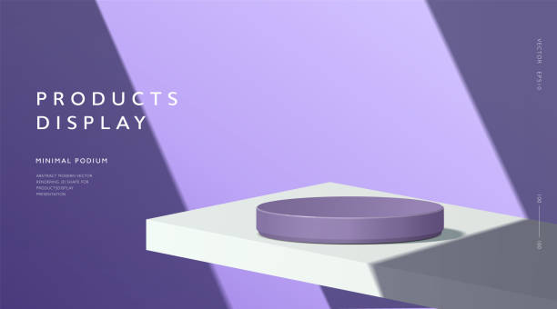 istock Abstract minimal scene, cylinder podium in purple background for product presentation displays. 1398848432