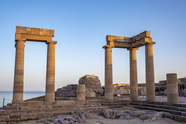 istock Sunlit ancient Lindos Acropolis on Rhodes island 1398849060