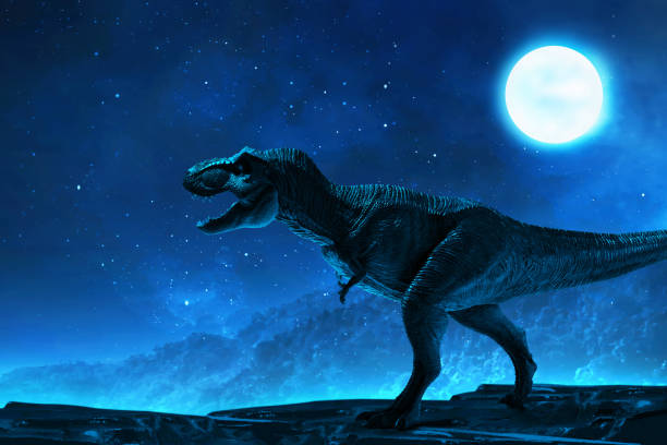 istock Dinosaur tyrannosaurus rex on top mountain 1398851536