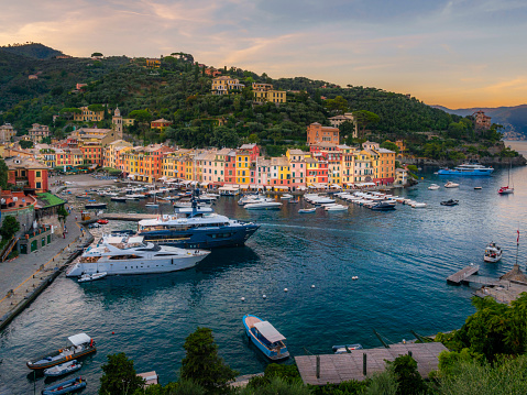 View of Portofino, Golfo Paradiso, Province of Genoa, Riviera di Levante, Liguria, Italy, Europe