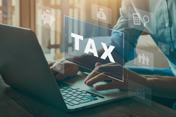 tax concept for business, paying taxes stock photo