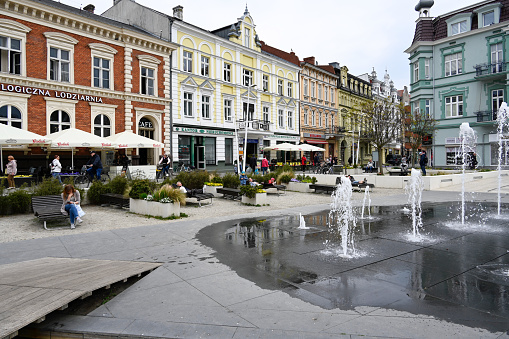 Świnoujście, Poland, May 11, 2022 - Plac Wolności / Freedom Square in Świnoujście on the island of Usedom