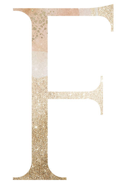istock Pastel light Golden capital letter F isolated illustration, glitter holiday design element 1398856839