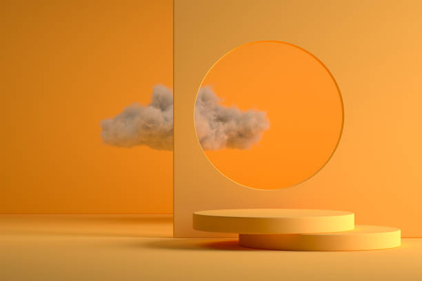 istock 3d empty product podium, platform, yellow background 1398860999
