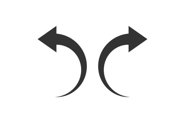 значок стрелки влево и вправо. предыдущий, следующий символ указателя. вектор кнопки "подписать приложение". - согнутый stock illustrations