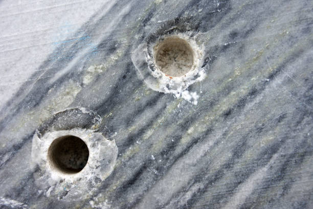 marble as a background, drill hole - drill borehole mining rock imagens e fotografias de stock