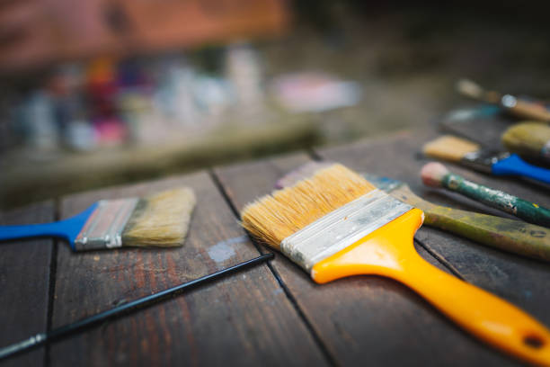 Paintbrushes of different size. Art and creativity concept.