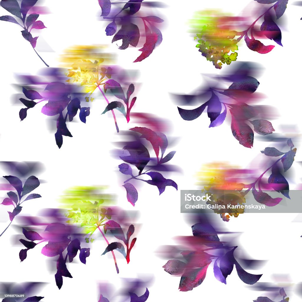 Distorted Flowers Pattern Blurred Floral Seamless Pattern Distorted Meadow Spring Flowers ...