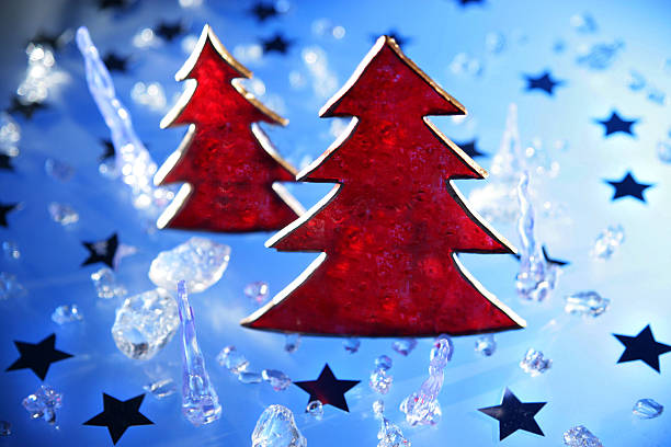 Árvores de Natal no vermelho - fotografia de stock