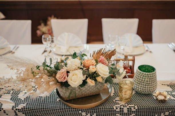 istock Rustic decoration. Table decoration. Flower decoration for a special occasion. 1398872334