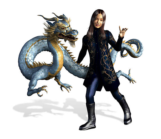 istock Asian Girl with Dragon - includes clipping path 139887258