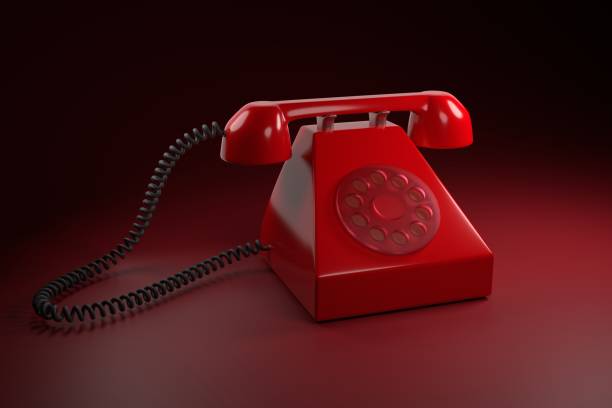 istock Red classic retro telephone on a red background. 3D render. 1398873508