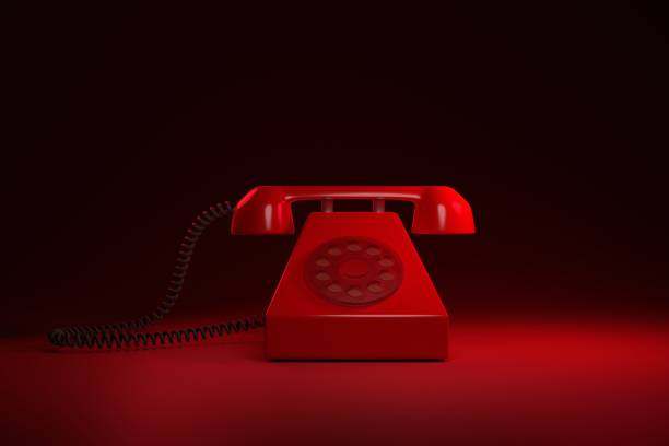 istock Red classic retro telephone on a red background. 3D render. 1398873520