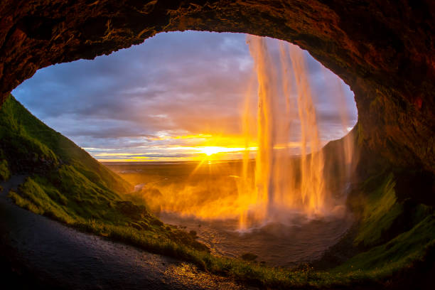 istock Seljalandsfoss waterfall at sunset. Iceland 1398874769