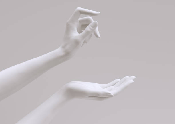 istock Beauty product presentation hands pose, drip into the palm to apply cosmetics, 3d rendering 1398878485