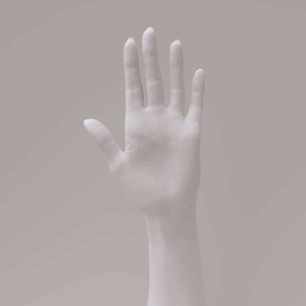istock Female hand open palm mannequin white sculpture 3d rendering 1398879336