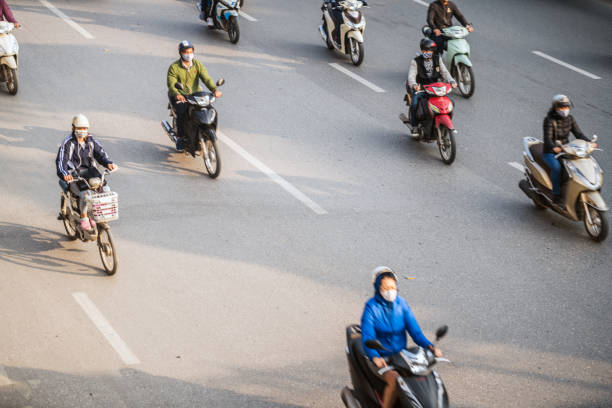 istock High angle view of crowded highway with motor scooters traffic 1398880822
