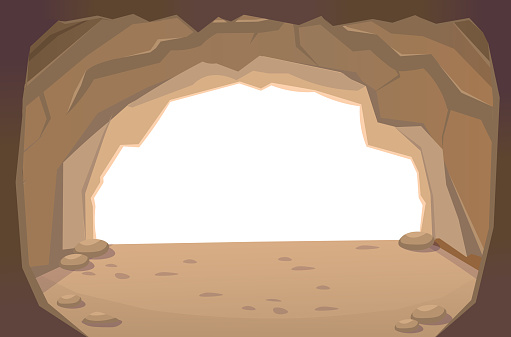 Cave. Exit from the cave.Illustration in cartoon style for games.