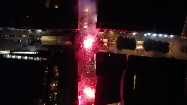 Red Star Fans Corteo Belgrade at Night