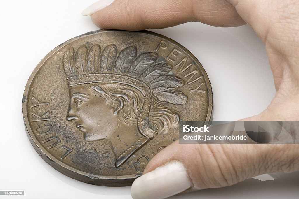 Lucky Penny con mano - Foto stock royalty-free di 1 centesimo americano