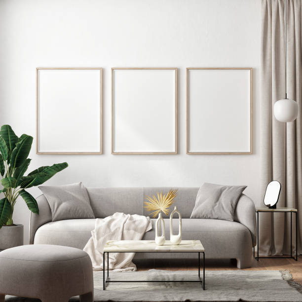 istock Mock up posters frame in modern interior background, living room, Scandinavian style. 1398885995