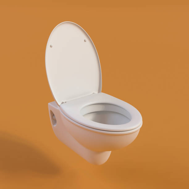istock Monochrome Toilet Bowl on Orange Background, 3d Rendering 1398887082
