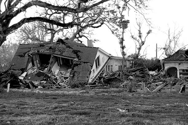 istock A two story house destroyed by a natural disaster 139888965