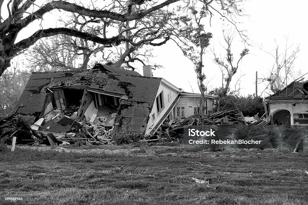 A two story house destroyed by a natural disaster house in Mississippi damaged by hurricane katrina Hurricane Katrina Stock Photo