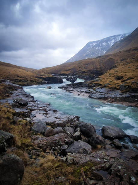 River in Glen Etive The river in Glen Etive Estate making it's way to the sea loch. glen etive photos stock pictures, royalty-free photos & images
