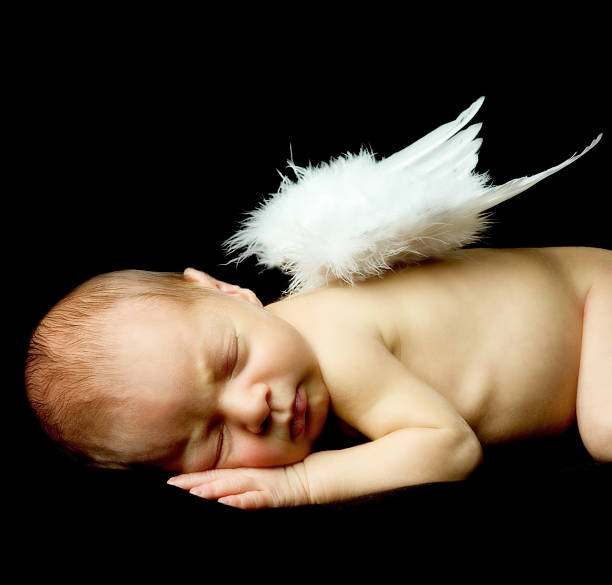 Portrait Of A Little Baby As An Angel Stok Fotoğraflar & Melek'nin