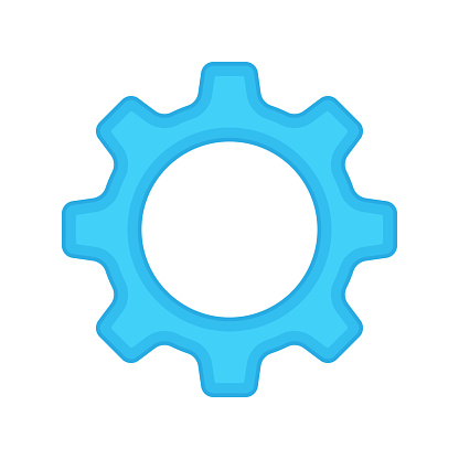 Gear Icon Color Silhouette Front Side View Vector Simple Flat Graphic