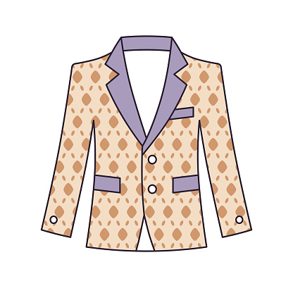 Brown luxury blazer or suit jacket with fashionable brand monogram style pattern isolated vector