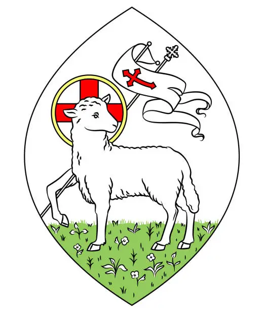 Vector illustration of Iconography of the Lamb of God