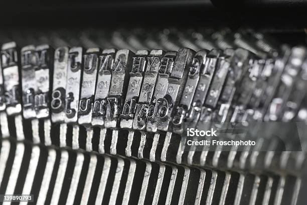 Vintage Typewriter Striker Keys 3 Stock Photo - Download Image Now - Equipment, Extreme Close-Up, Horizontal