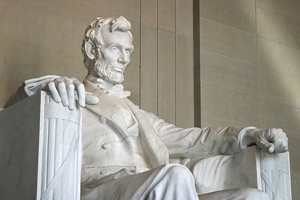 lincoln memorial (lado direito, close-up - nobody gettysburg pennsylvania mid atlantic usa - fotografias e filmes do acervo