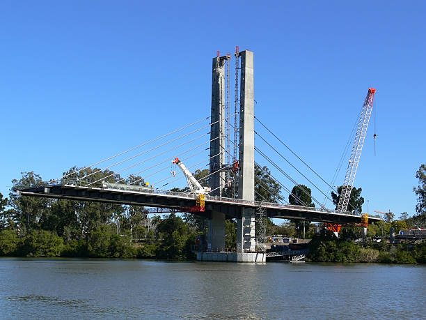 constructing bridge stock photo