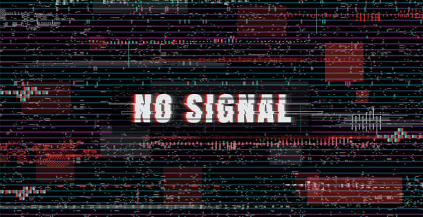 No Signal inscription in a distorted glitch style Design element for advertising, branding, shares, promotion. Vector illustration. no signal stock illustrations