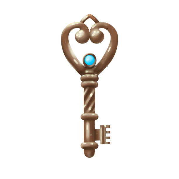Vintage key isolated sketch