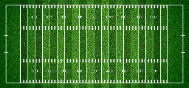 istock Realistic American football field background top view with grass texture 1398911927