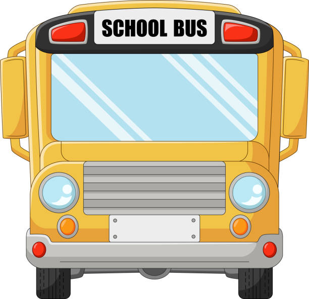 Cartoon school bus on white background Vector illustration of Cartoon school bus on white background funny-school-bus stock illustrations