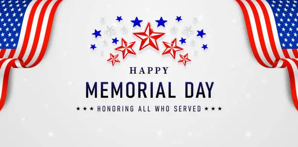 Vector illustration of happy memorial day with sparkling stars backgrounds
