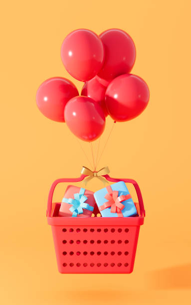 istock Gifts in the shopping basket, 3d rendering. 1398922218